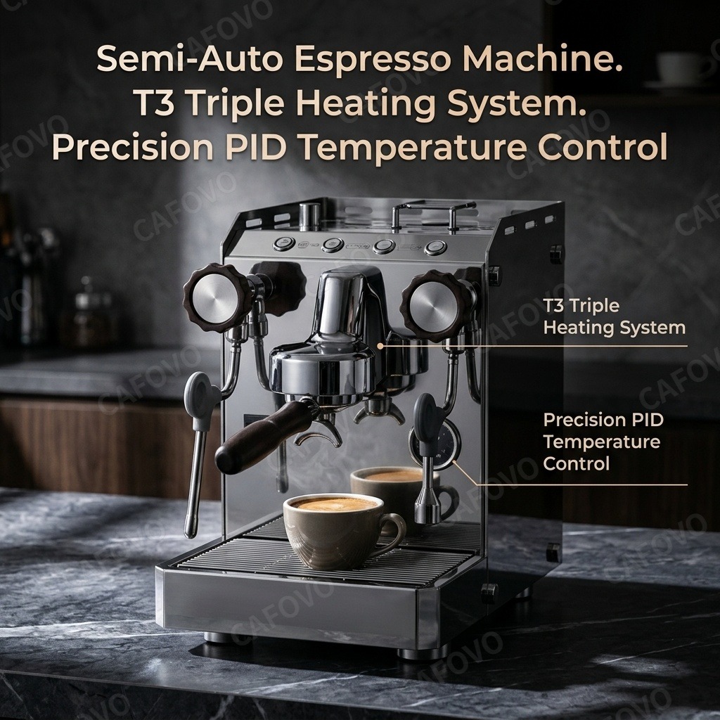 Semi Automatic Espresso Machine Pid - CAFOVO E118 Mesin Espresso Semi-Otomatis dengan